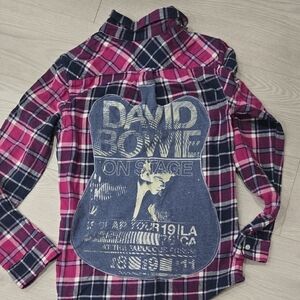 Men's Plaid Button Down Shirt with Graphic